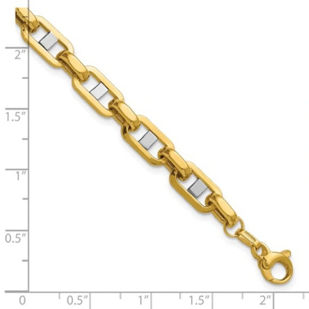 Leslie's 14K with White Rhodium Polished Fancy Flat Anchor Men's Link Bracelet